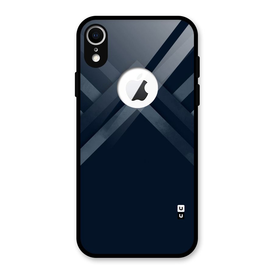 Navy Blue Arrow Glass Back Case for iPhone XR Logo Cut