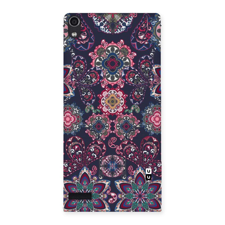Navy Blue Bloom Pattern Back Case for Ascend P6