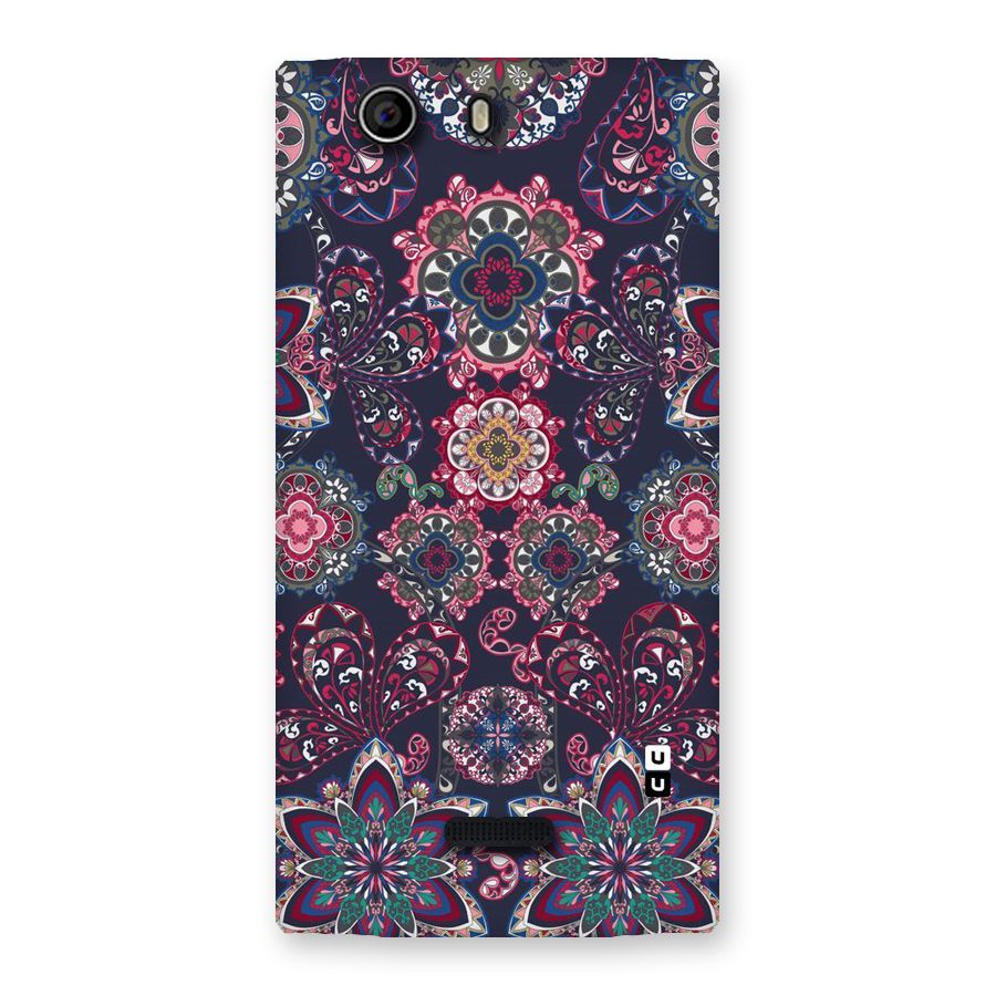 Navy Blue Bloom Pattern Back Case for Canvas Nitro 2 E311