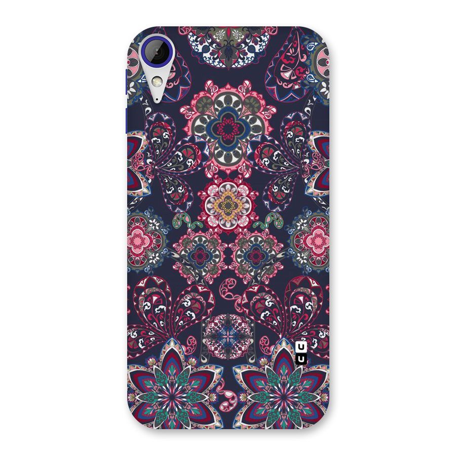 Navy Blue Bloom Pattern Back Case for Desire 830