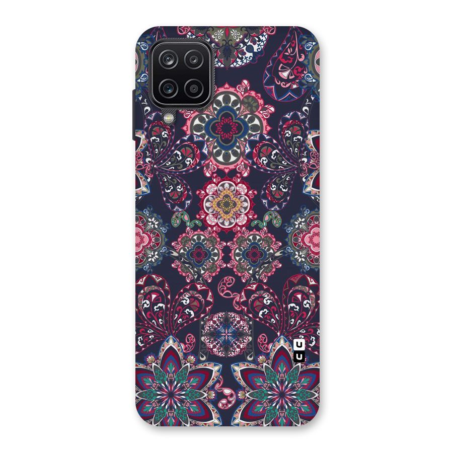 Navy Blue Bloom Pattern Back Case for Galaxy A12