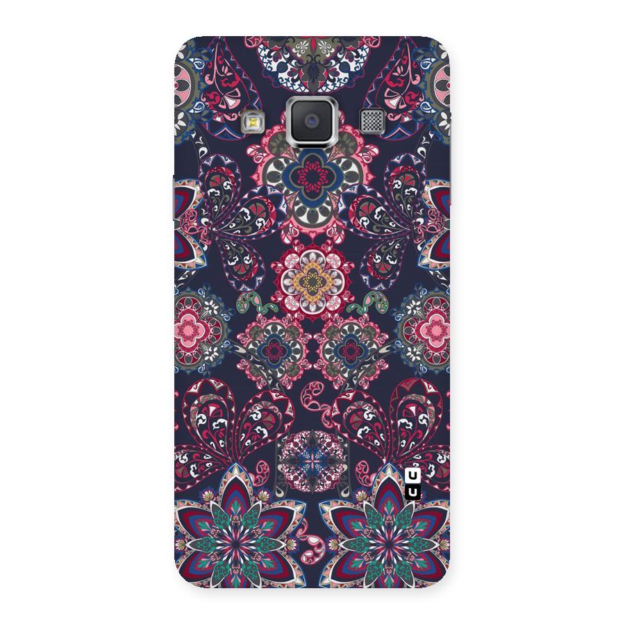Navy Blue Bloom Pattern Back Case for Galaxy A3