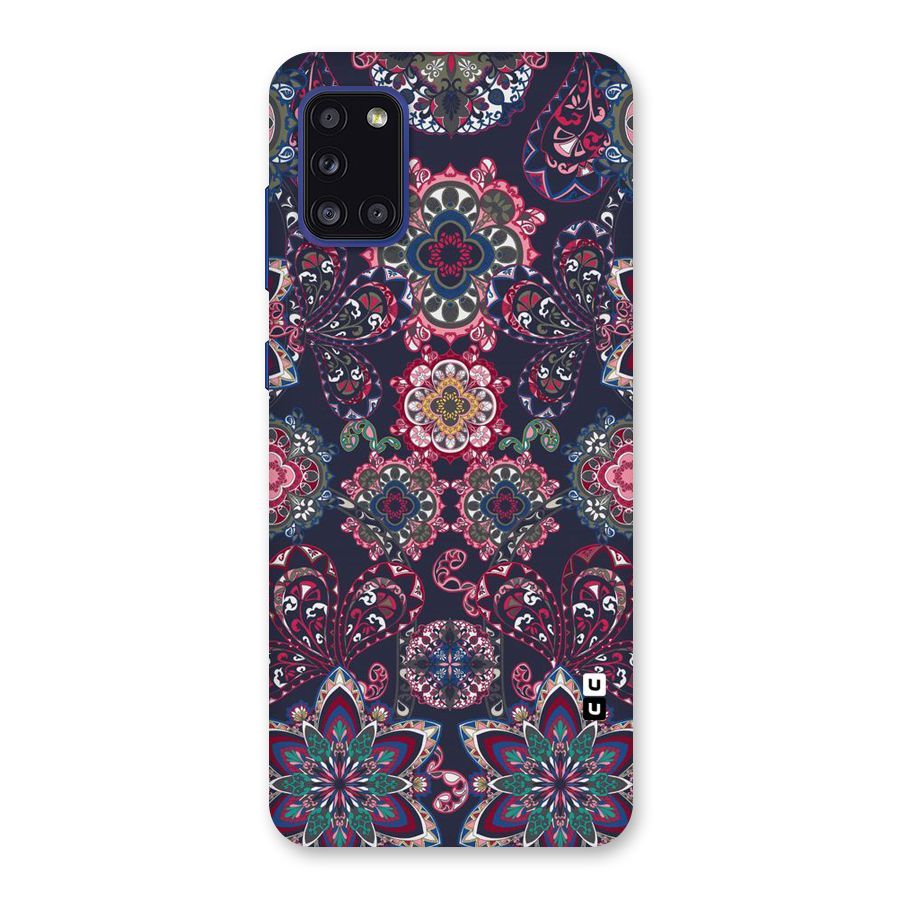 Navy Blue Bloom Pattern Back Case for Galaxy A31