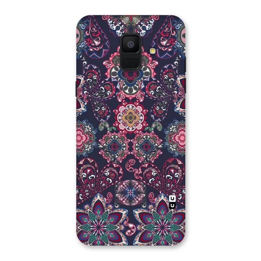 Navy Blue Bloom Pattern Back Case for Galaxy A6 (2018)