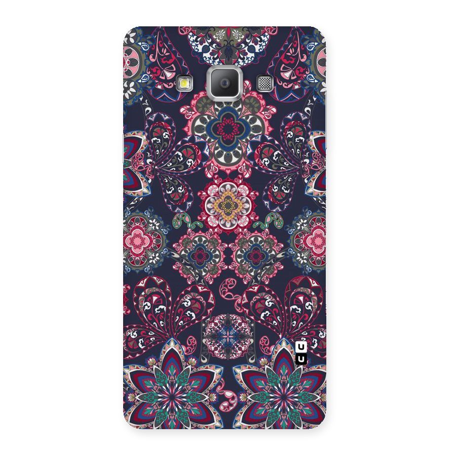 Navy Blue Bloom Pattern Back Case for Galaxy A7