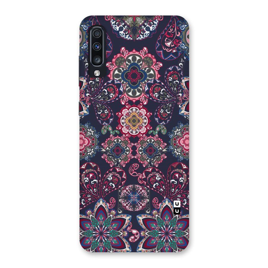 Navy Blue Bloom Pattern Back Case for Galaxy A70