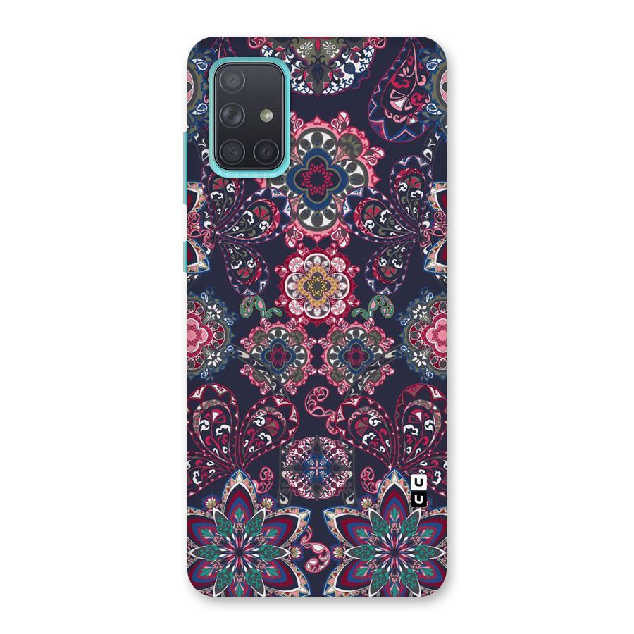 Navy Blue Bloom Pattern Back Case for Galaxy A71