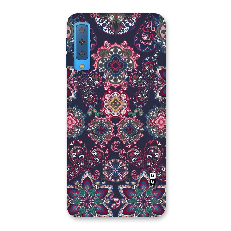 Navy Blue Bloom Pattern Back Case for Galaxy A7 (2018)