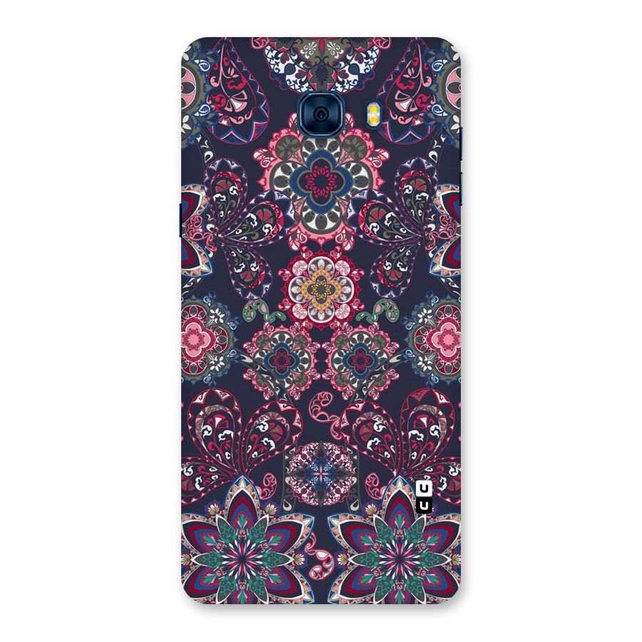 Navy Blue Bloom Pattern Back Case for Galaxy C7 Pro