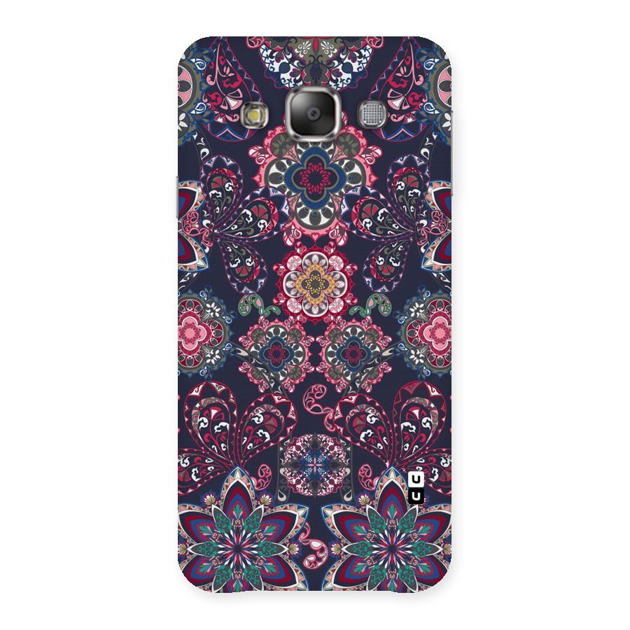 Navy Blue Bloom Pattern Back Case for Galaxy E7