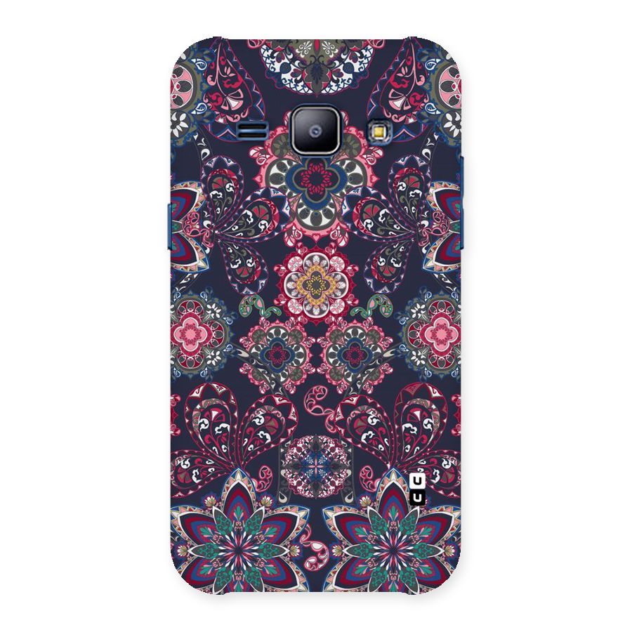 Navy Blue Bloom Pattern Back Case for Galaxy J1