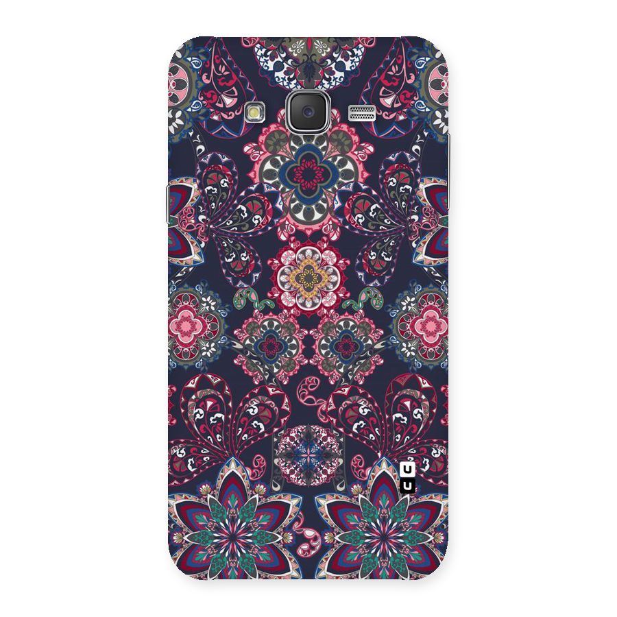 Navy Blue Bloom Pattern Back Case for Galaxy J7