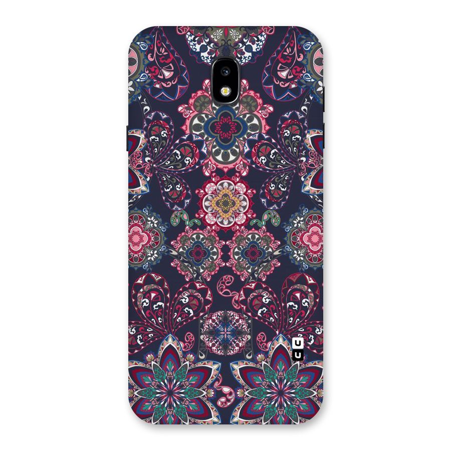 Navy Blue Bloom Pattern Back Case for Galaxy J7 Pro