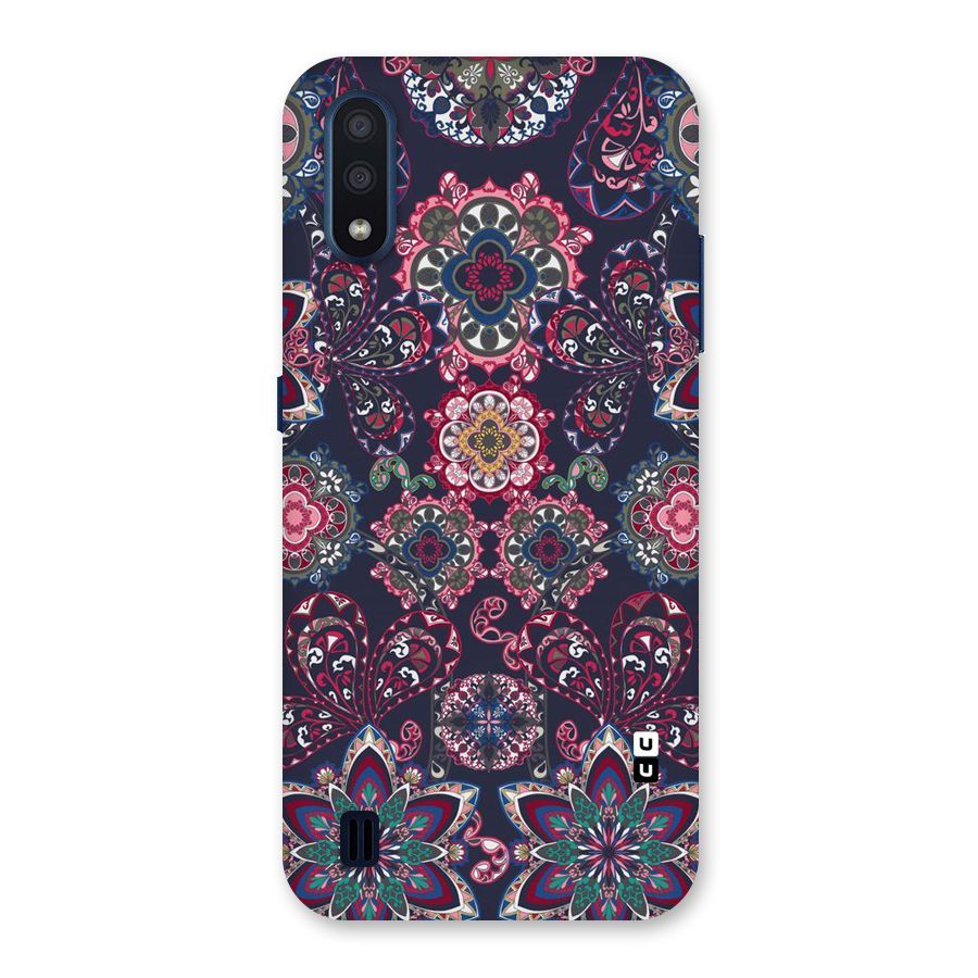 Navy Blue Bloom Pattern Back Case for Galaxy M01