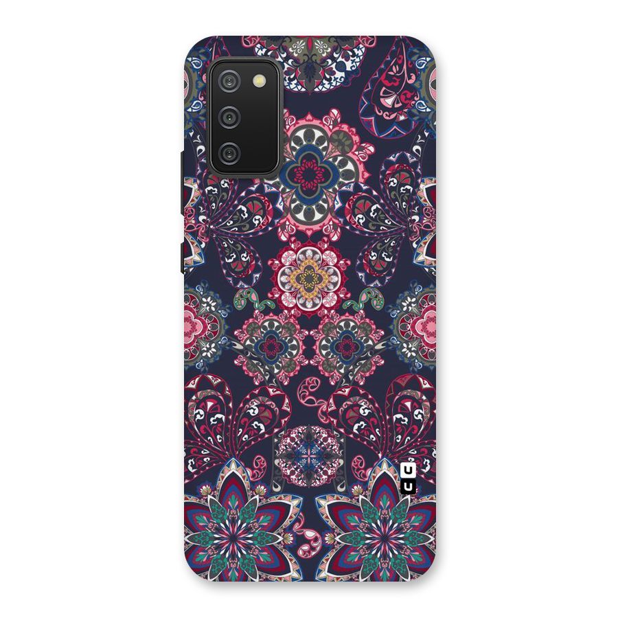 Navy Blue Bloom Pattern Back Case for Galaxy M02s