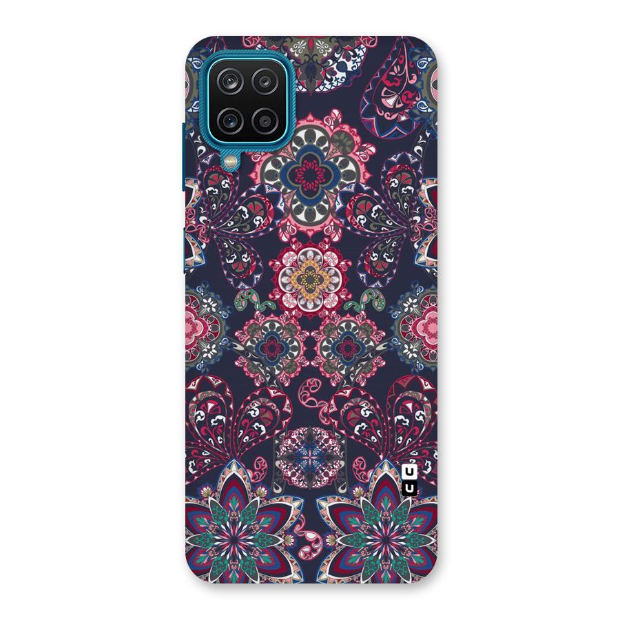 Navy Blue Bloom Pattern Back Case for Galaxy M12