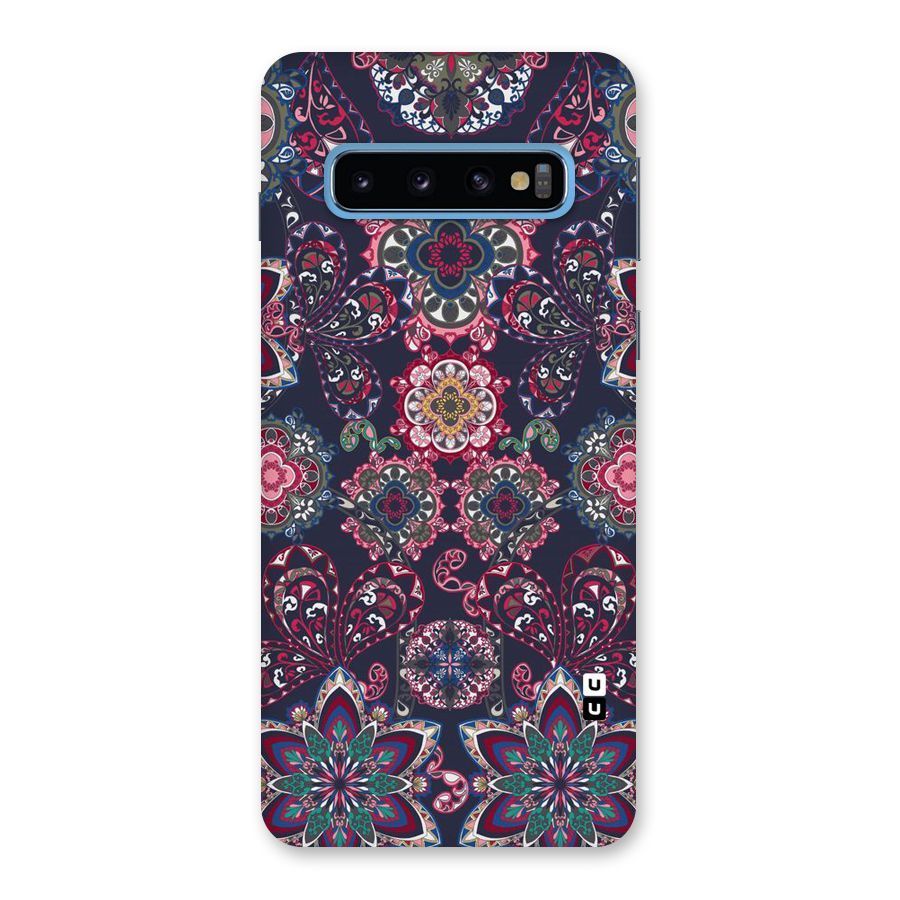 Navy Blue Bloom Pattern Back Case for Galaxy S10