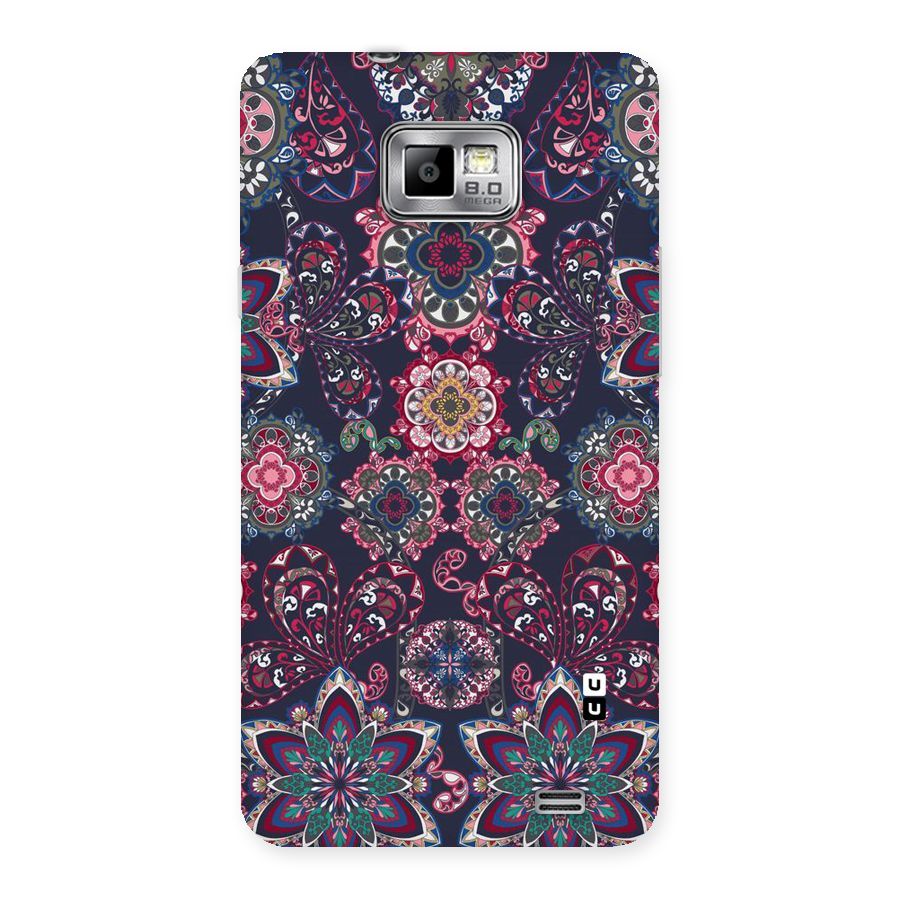 Navy Blue Bloom Pattern Back Case for Galaxy S2