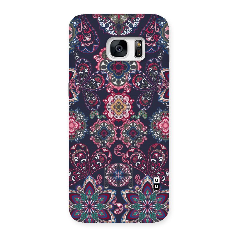 Navy Blue Bloom Pattern Back Case for Galaxy S7 Edge