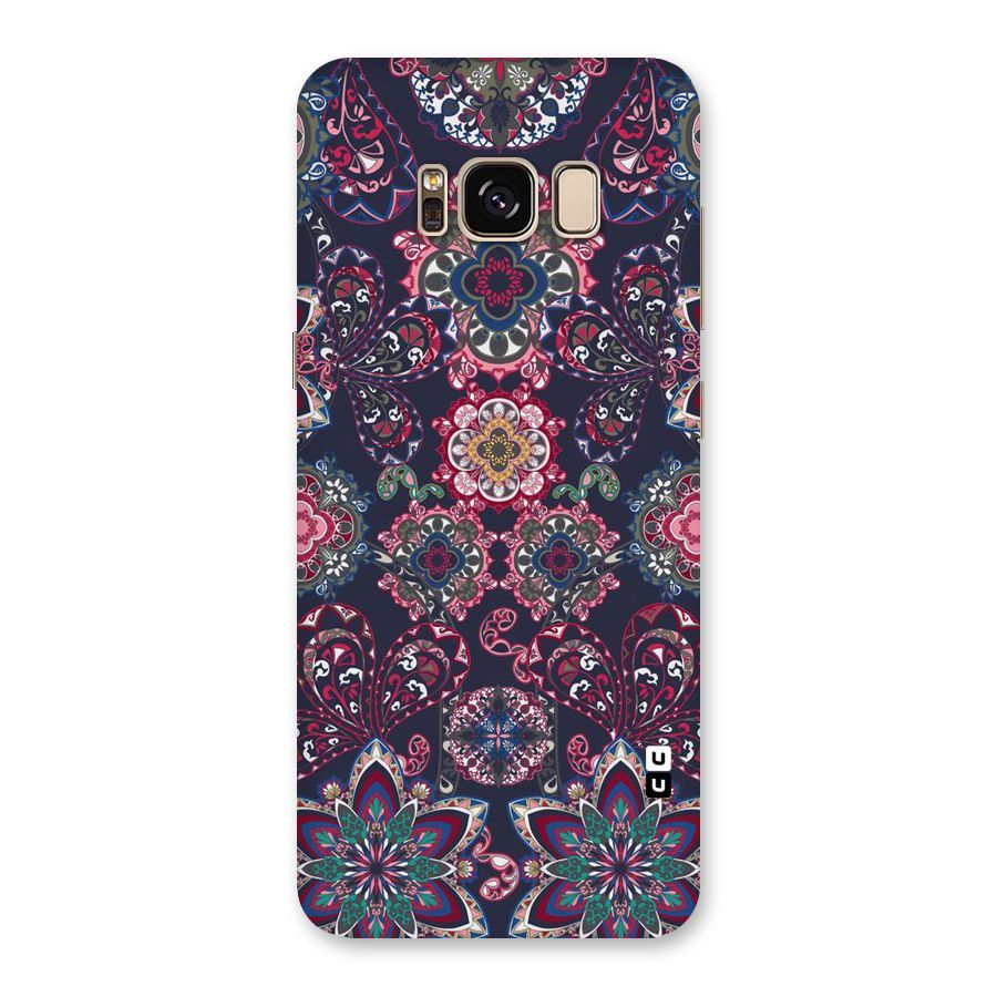 Navy Blue Bloom Pattern Back Case for Galaxy S8