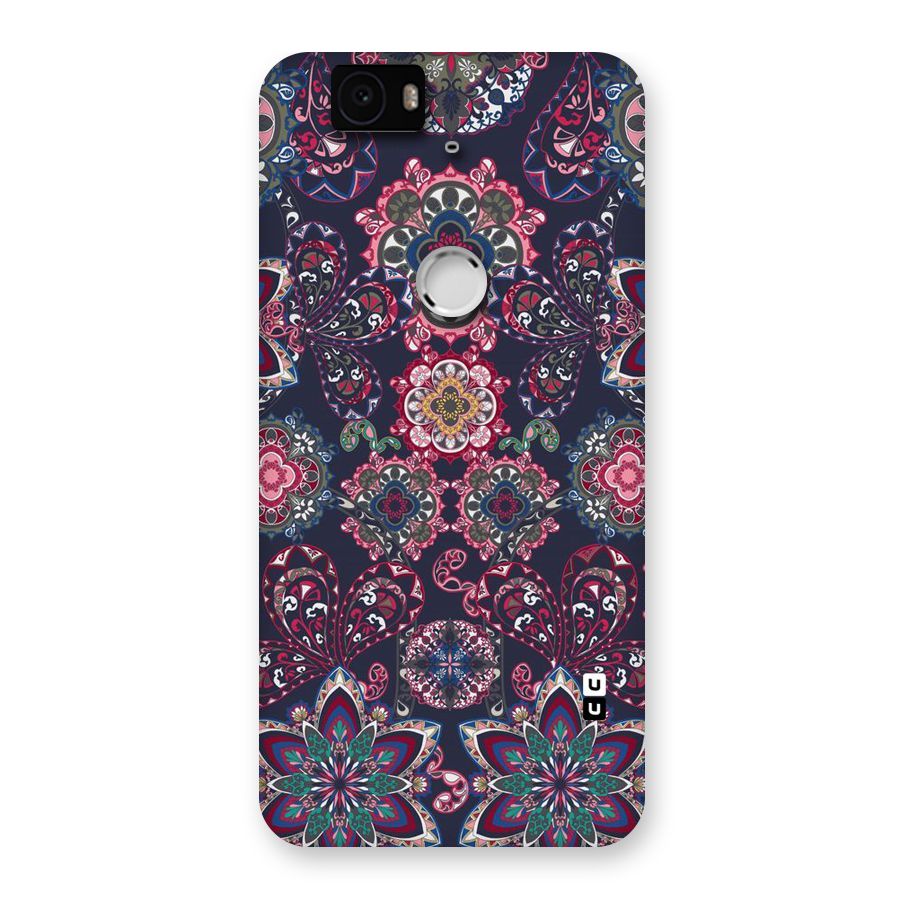 Navy Blue Bloom Pattern Back Case for Google Nexus-6P
