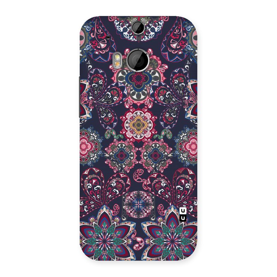 Navy Blue Bloom Pattern Back Case for HTC One M8