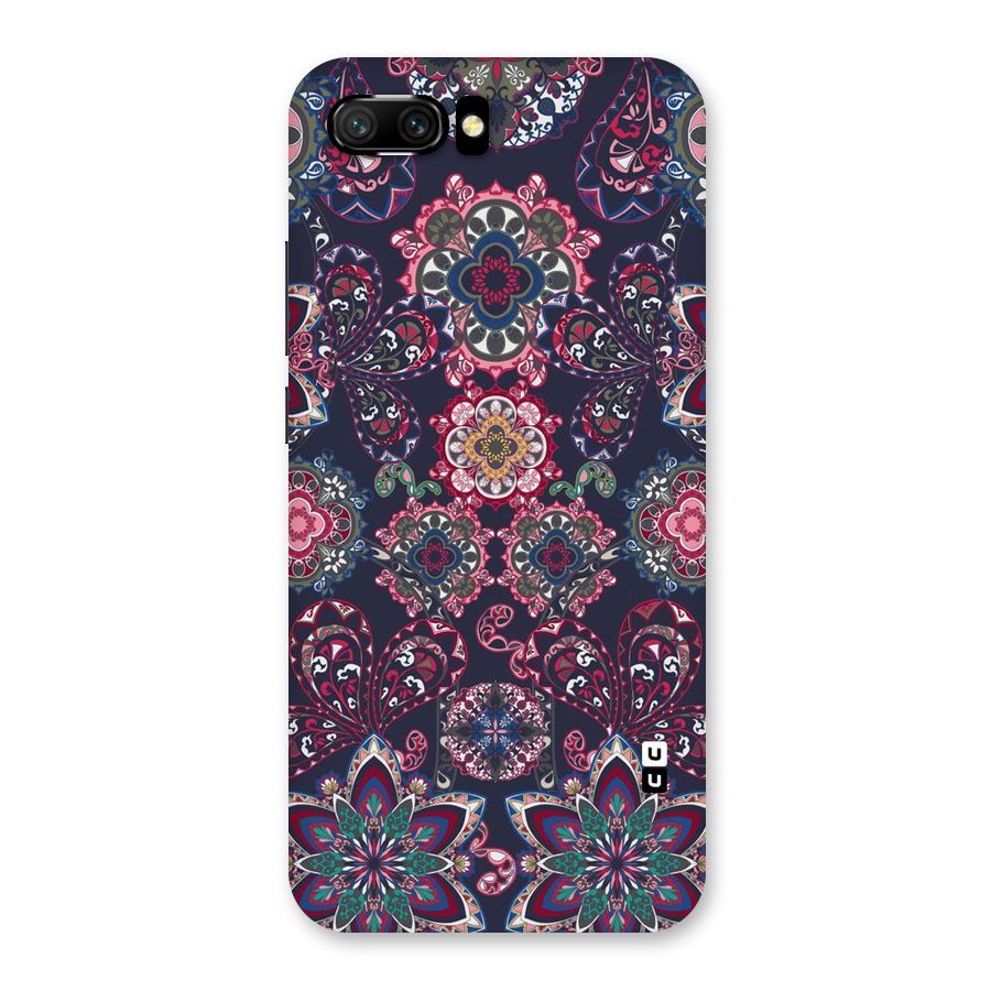 Navy Blue Bloom Pattern Back Case for Honor 10