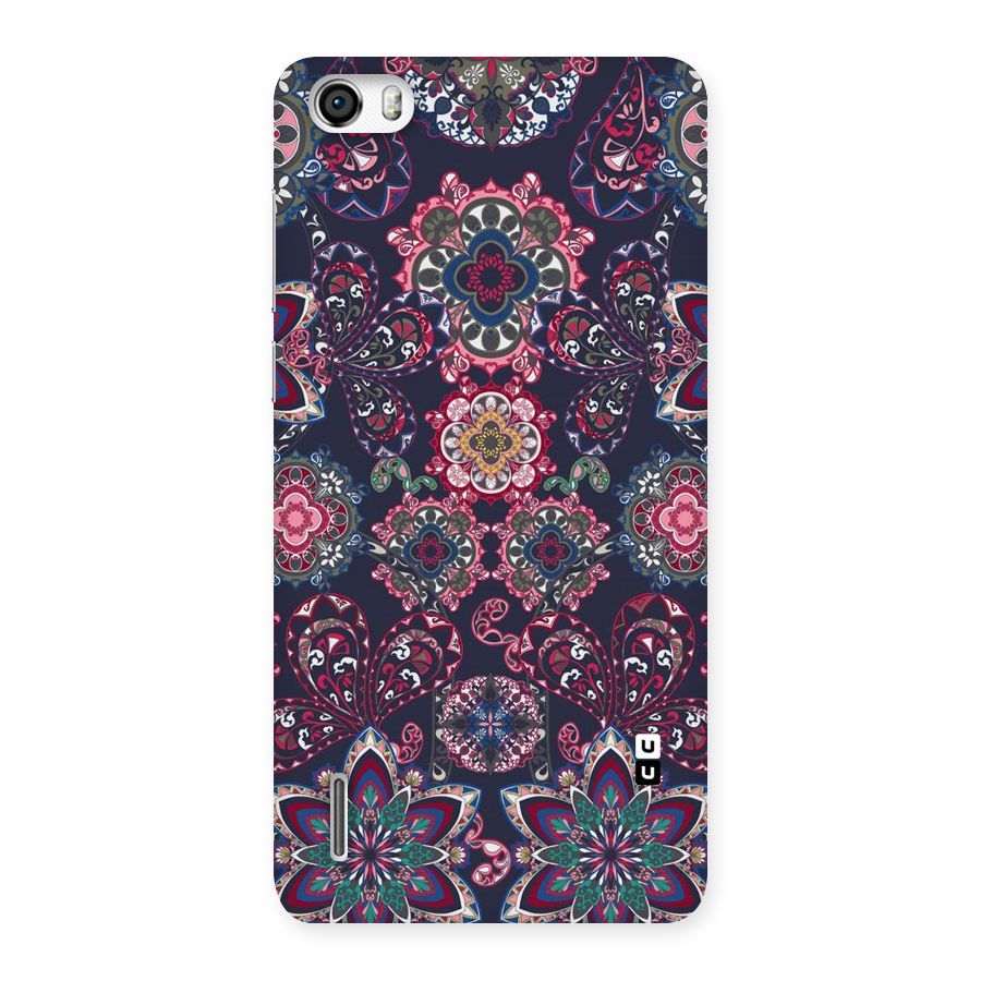 Navy Blue Bloom Pattern Back Case for Honor 6