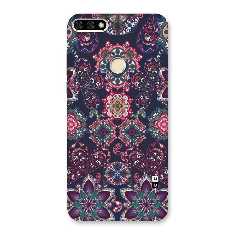 Navy Blue Bloom Pattern Back Case for Honor 7A