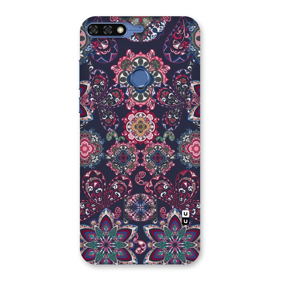 Navy Blue Bloom Pattern Back Case for Honor 7C