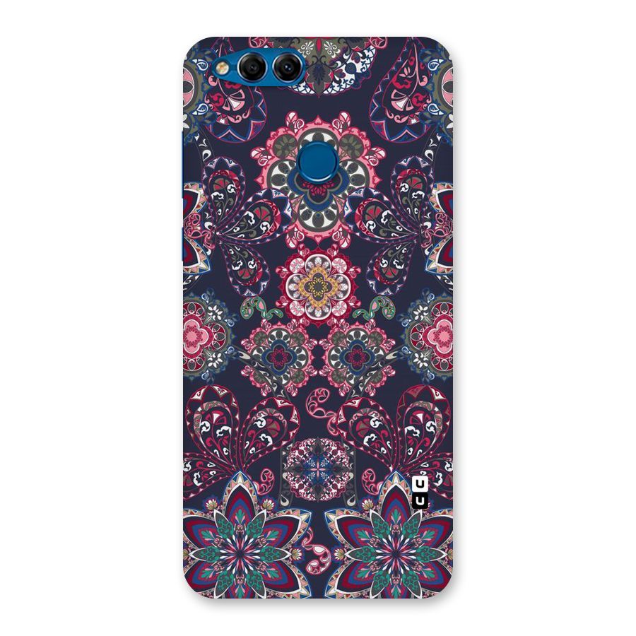 Navy Blue Bloom Pattern Back Case for Honor 7X