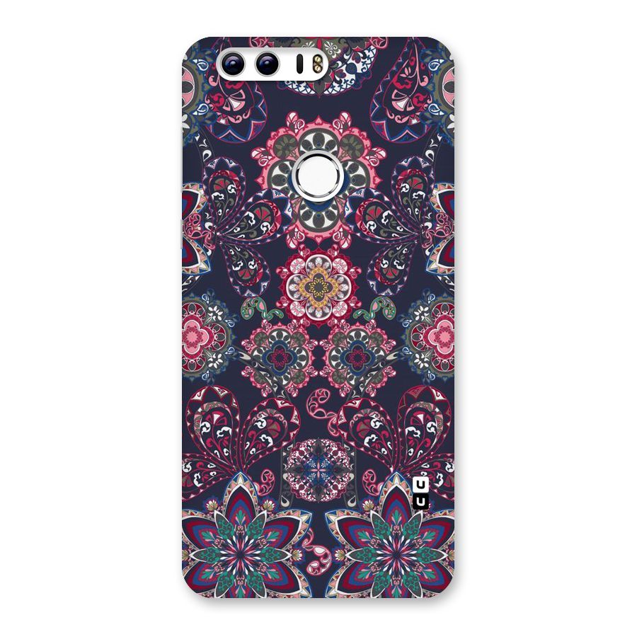 Navy Blue Bloom Pattern Back Case for Honor 8