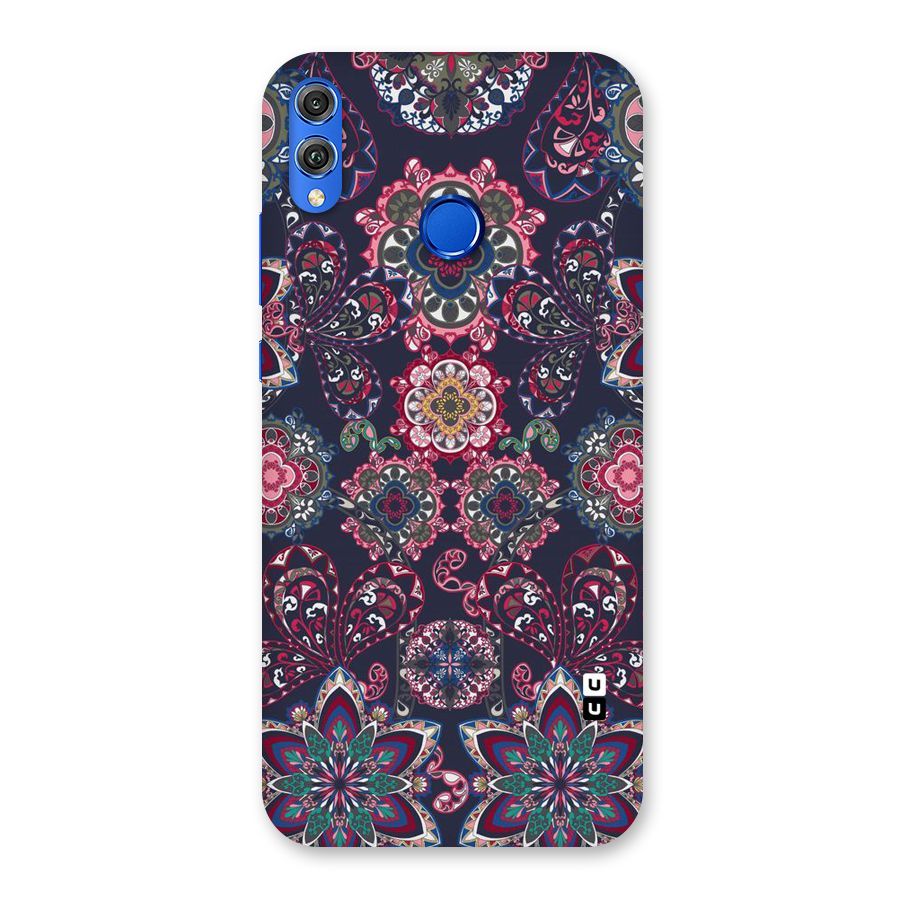 Navy Blue Bloom Pattern Back Case for Honor 8X