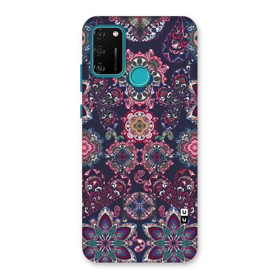 Navy Blue Bloom Pattern Back Case for Honor 9A