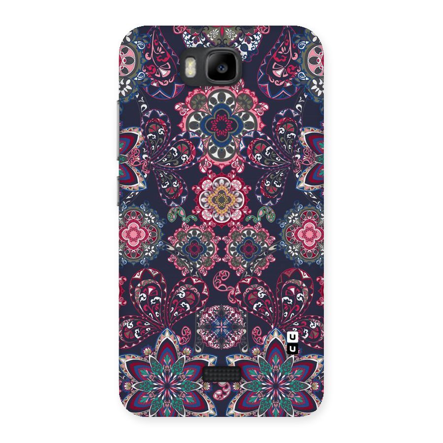 Navy Blue Bloom Pattern Back Case for Honor Bee