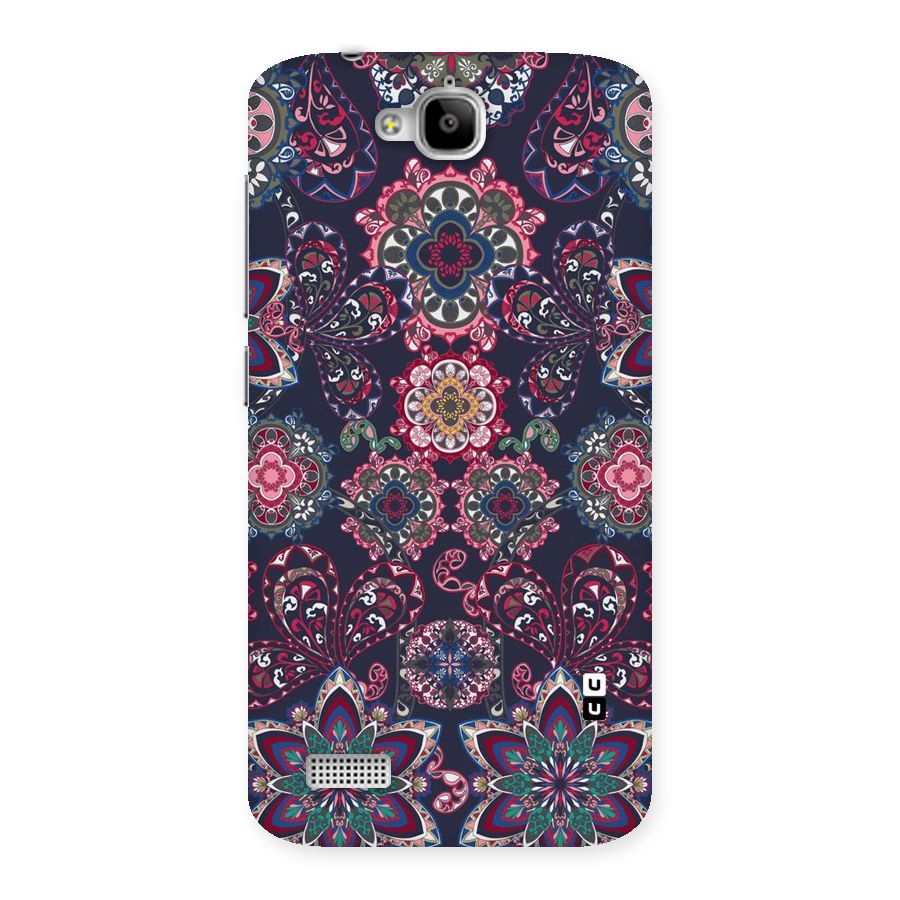 Navy Blue Bloom Pattern Back Case for Honor Holly