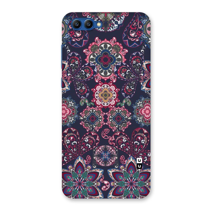 Navy Blue Bloom Pattern Back Case for Honor View 10