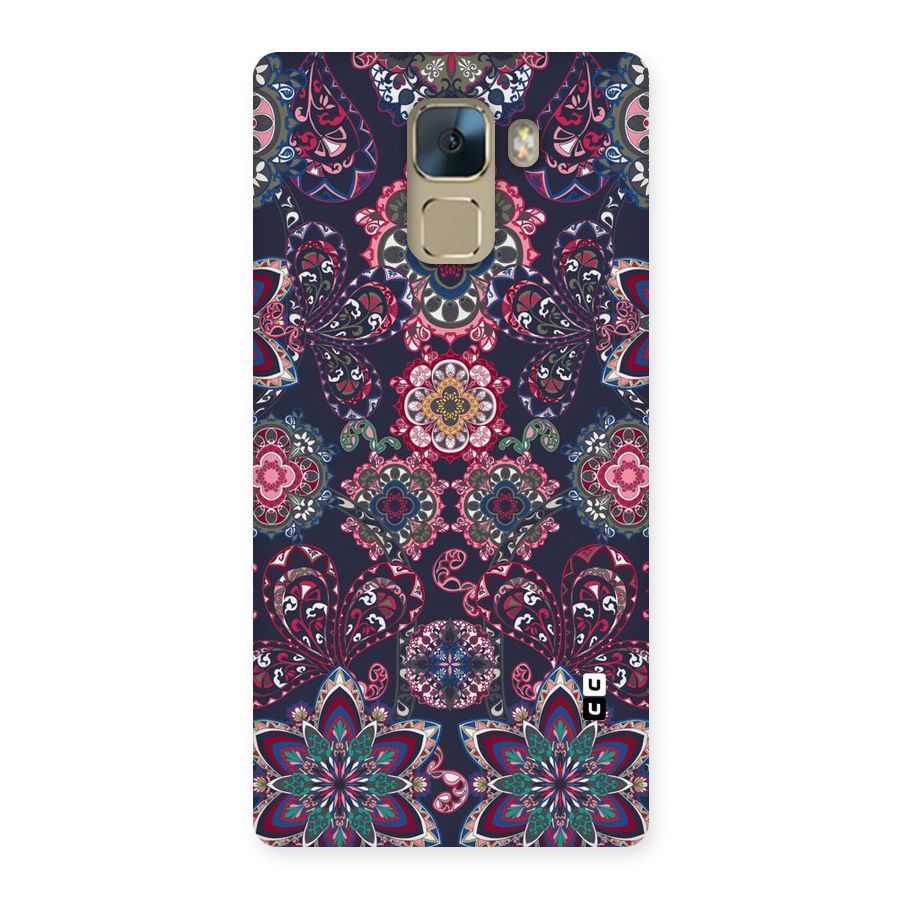 Navy Blue Bloom Pattern Back Case for Huawei Honor 7