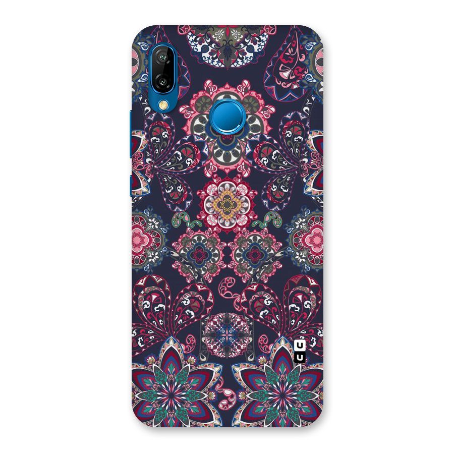 Navy Blue Bloom Pattern Back Case for Huawei P20 Lite
