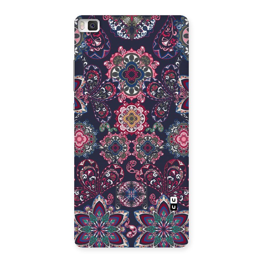 Navy Blue Bloom Pattern Back Case for Huawei P8