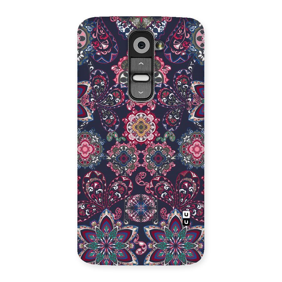 Navy Blue Bloom Pattern Back Case for LG G2