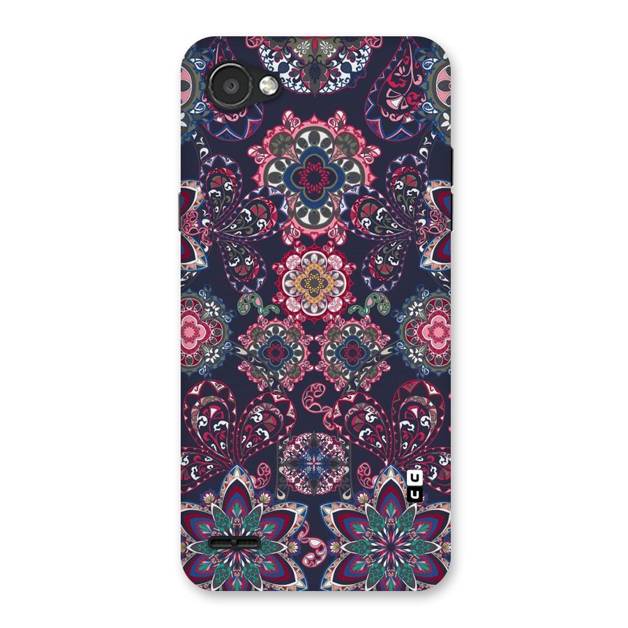 Navy Blue Bloom Pattern Back Case for LG Q6