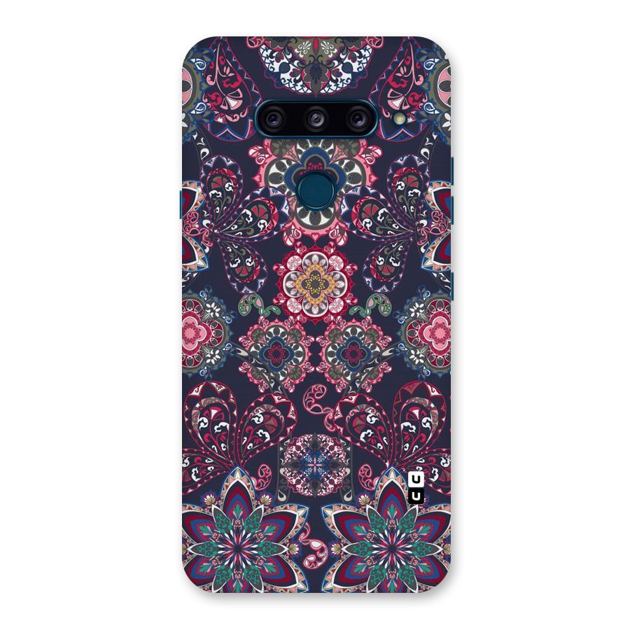 Navy Blue Bloom Pattern Back Case for LG  V40 ThinQ