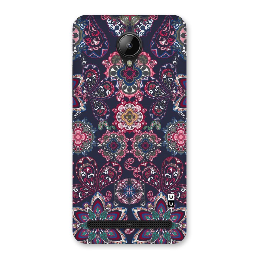Navy Blue Bloom Pattern Back Case for Lenovo C2
