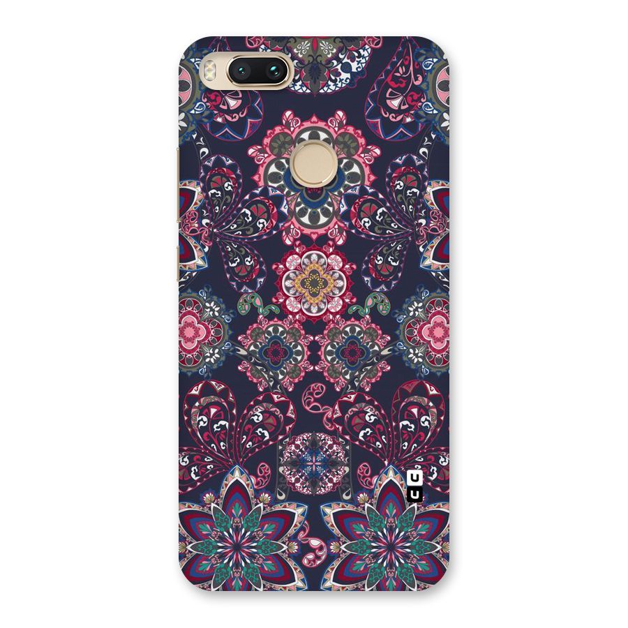 Navy Blue Bloom Pattern Back Case for Mi A1