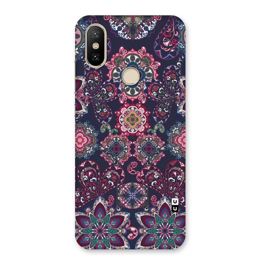 Navy Blue Bloom Pattern Back Case for Mi A2
