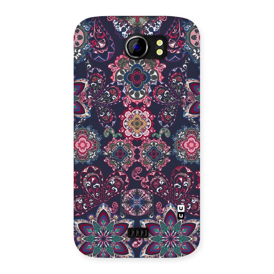 Navy Blue Bloom Pattern Back Case for Micromax Canvas 2 A110