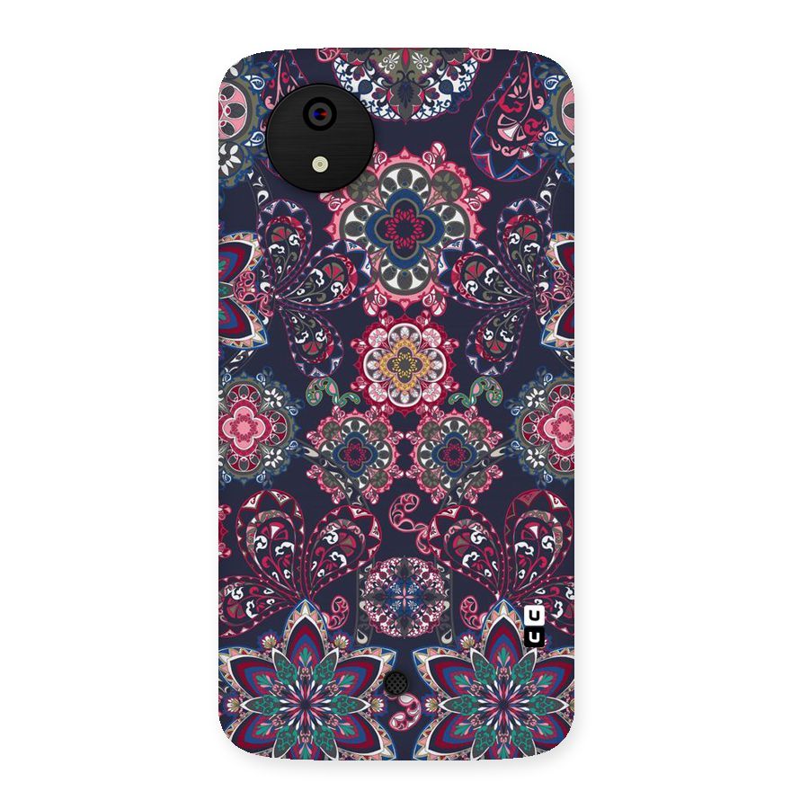 Navy Blue Bloom Pattern Back Case for Micromax Canvas A1