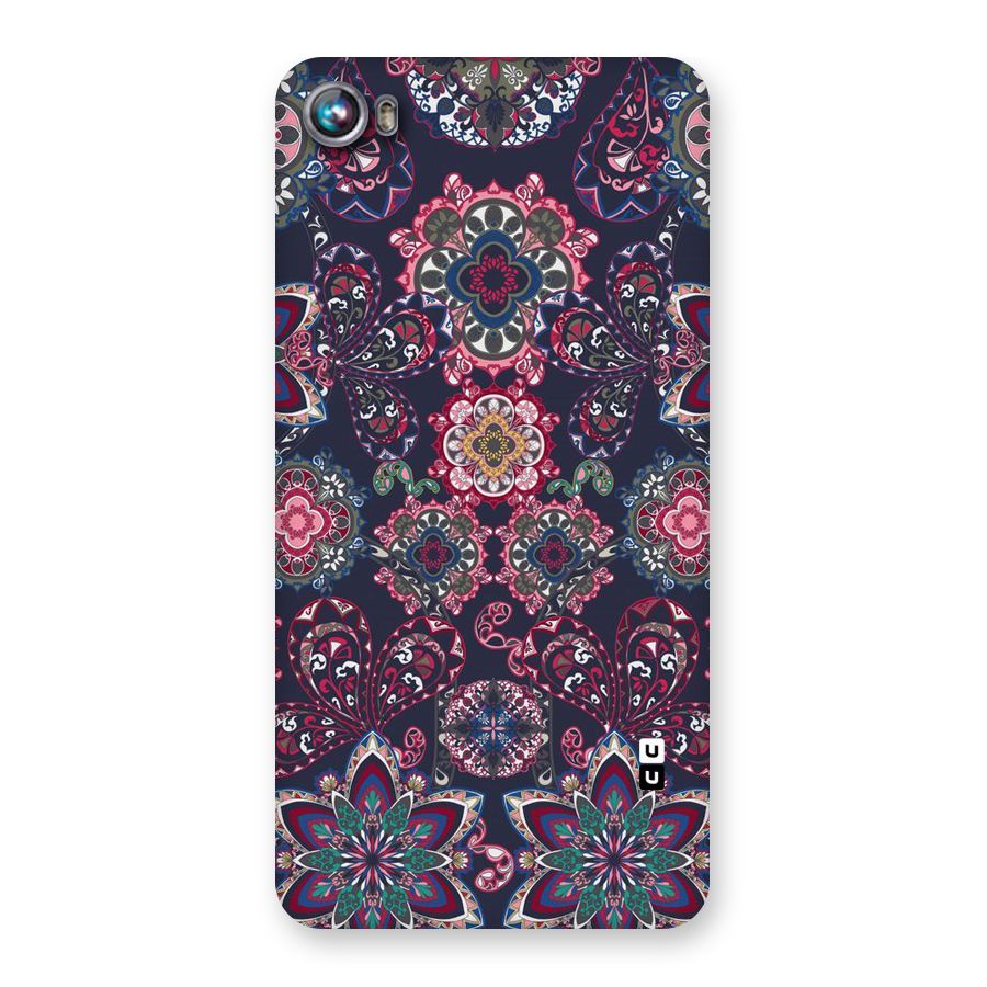 Navy Blue Bloom Pattern Back Case for Micromax Canvas Fire 4 A107