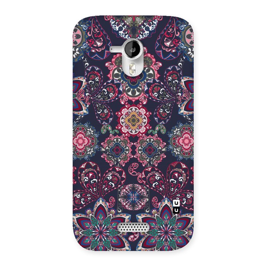 Navy Blue Bloom Pattern Back Case for Micromax Canvas HD A116